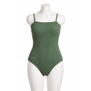 Kona Sol Olive Green Ribbed One-Piece Swimsuit Womens XL(16) NEW NWT MSRP $40